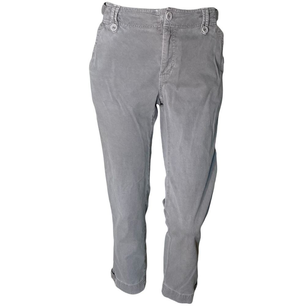 EDDIE BAUER Shaw Light Grey Corduroy Capri Crop Pant Utility Size 8 Tall - Picture 1 of 16